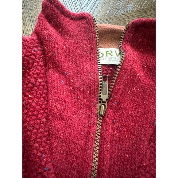 Orvis Men's Large Red Wool Blend Half Zip Sweater - Picture 2 of 9
